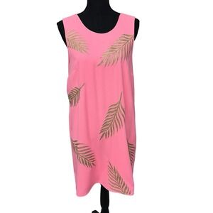 Lilly‎ Pulitzer Elaine Shift Dress Size Medium Golden Metallic Lace Palm Leaves